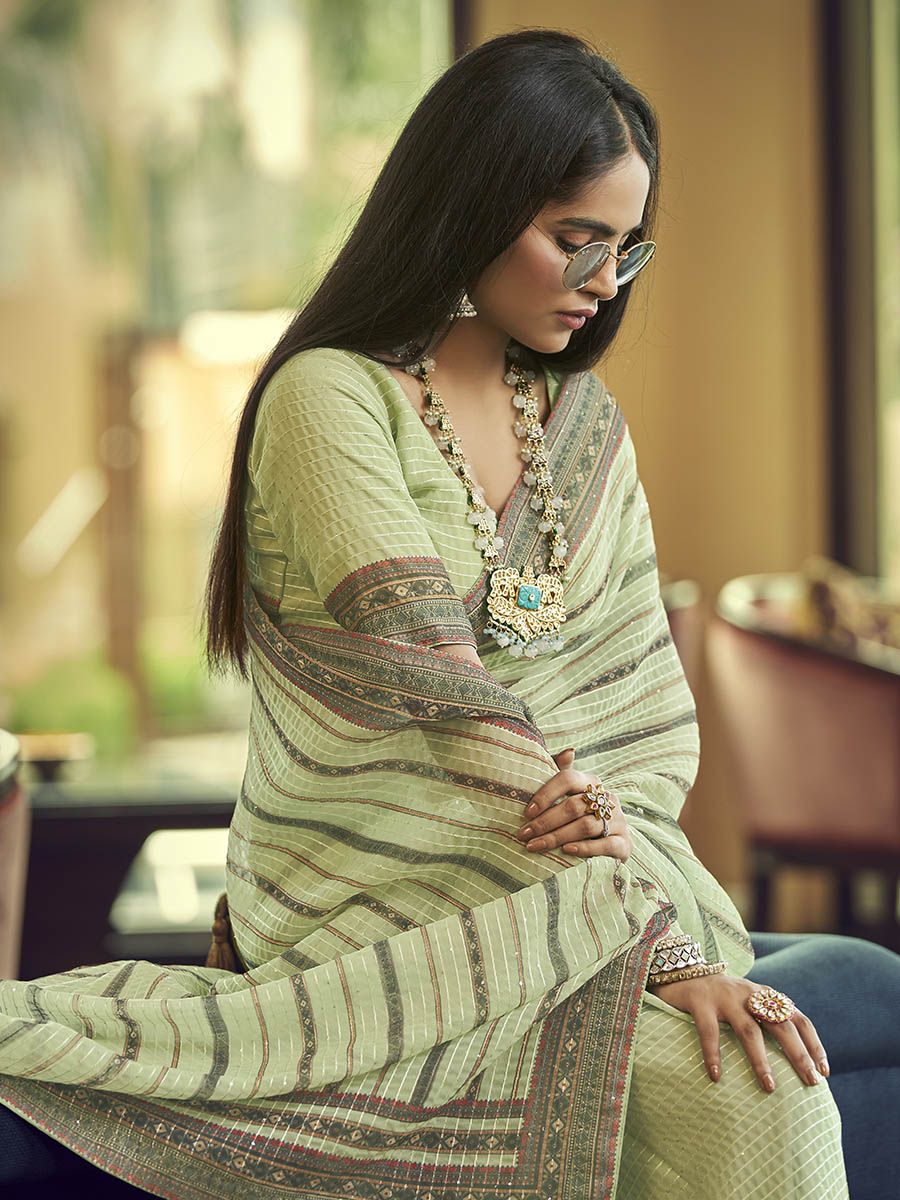 Myra Multicolour Gorgette Designer Saree