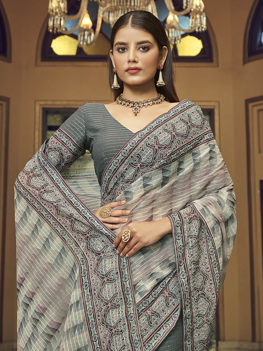 Myra Multicolour Gorgette Designer Saree