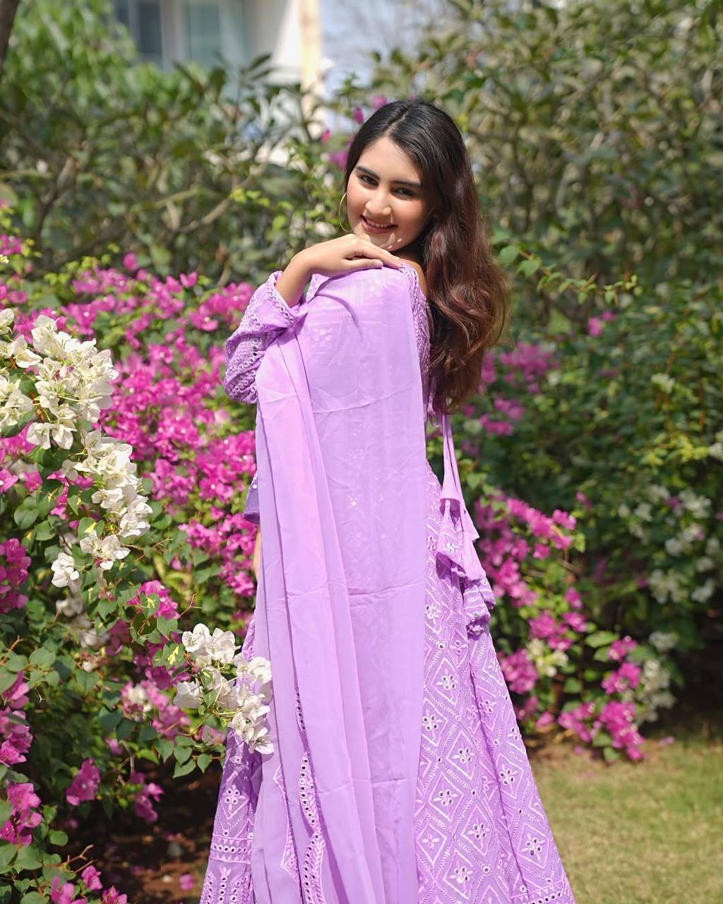 Yash Enterprise Purple Heavy Chinon Embroidery Party Wear Suit