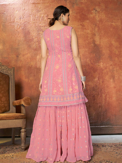 Myra Pink Georgette Embroidered Designer Suit