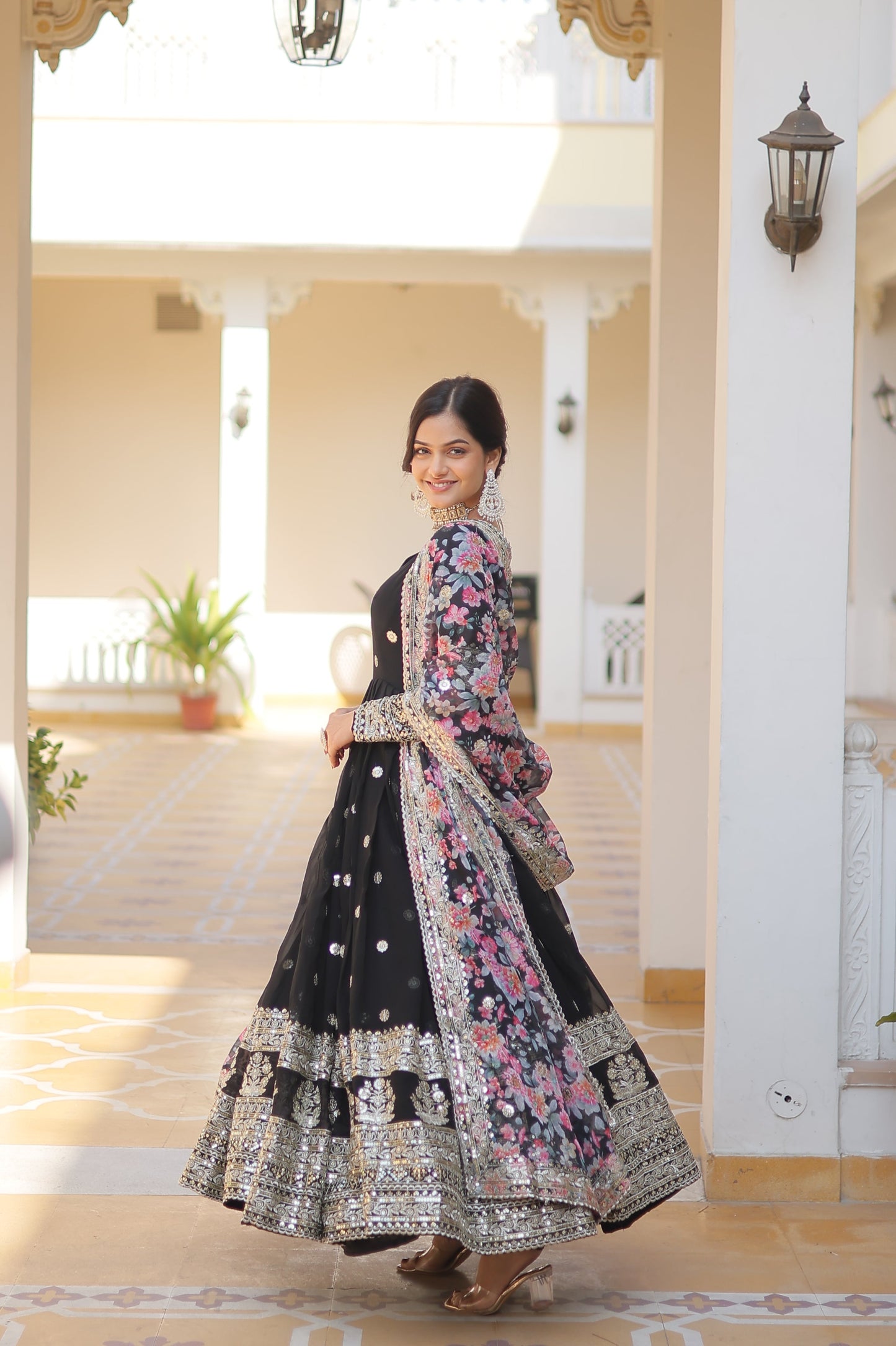 Yash Enterprise Black Georgette Embroidery Work Stiched Suit