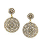 Gold-Polished Alloy Stone Studded Golden Round Earrings - The Pari