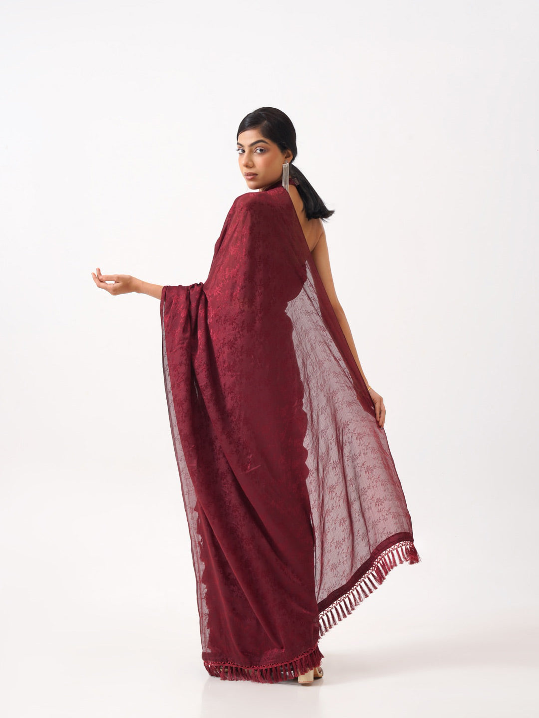 Tikhi Imli Maroon Woven Design Saree