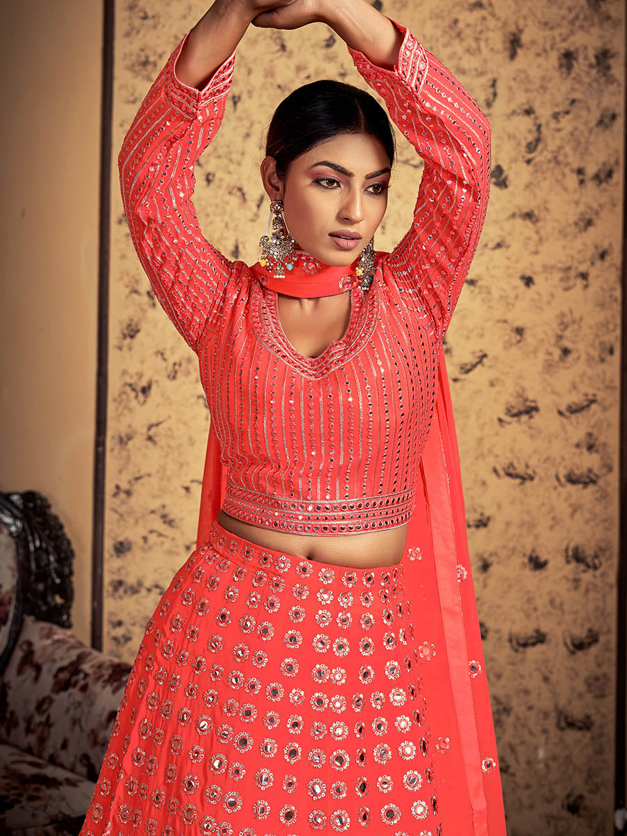 Myra Neon Art Silk Heavy Embroidered Designer Lehenga