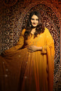 Yash Enterprise Beautiful Yellow Faux Embroidered Wedding Wear Gown With Dupatta
