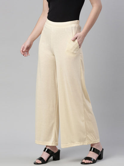 Souchii Beige Knitted Palazzos