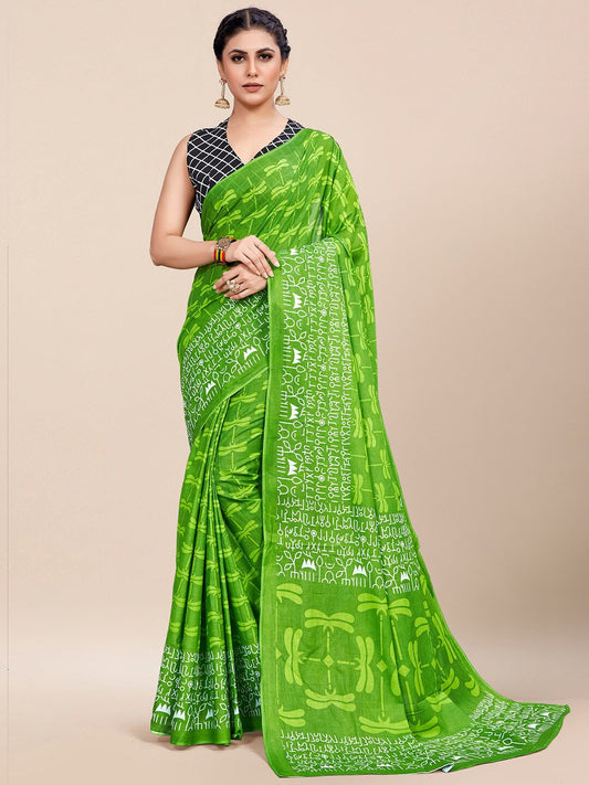 Saree Mall Abstract Printed Pure Cotton Bagh Sarees
