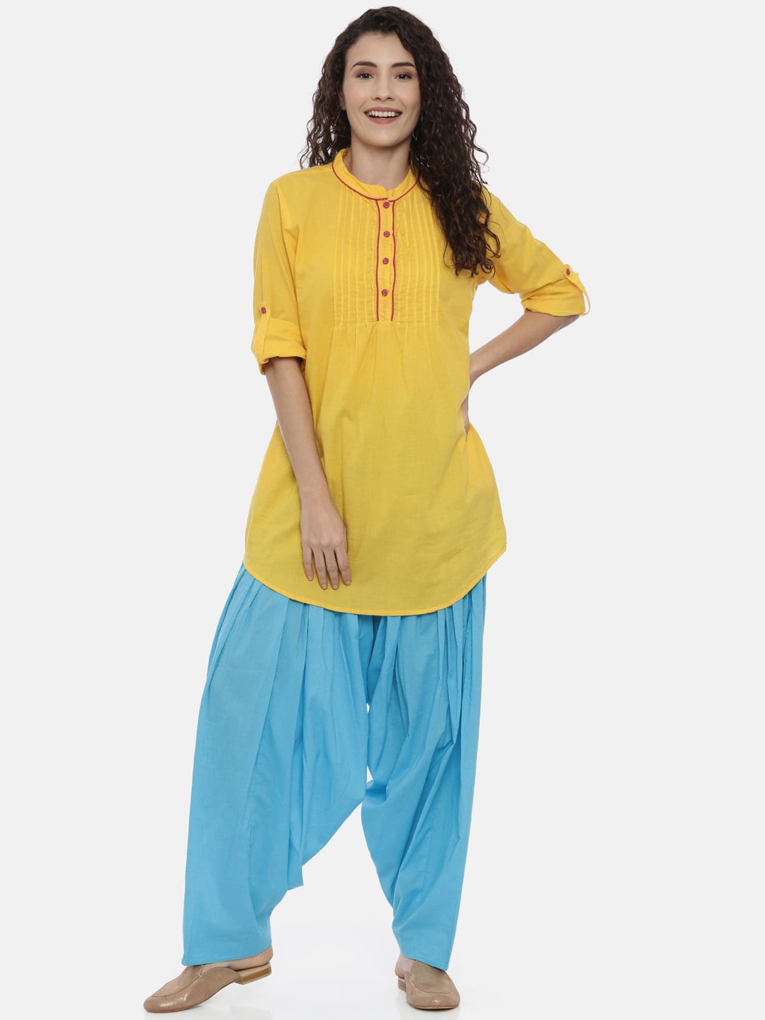 Souchii Blue Solid Regular-Fit High-Rise Patiala