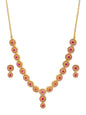 Zaveri Pearls Pink Gold-Polished Cubic Zirconia Studded Jewellery Set