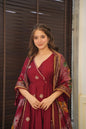 Yash Enterprise Maroon Maslin Cotton Anarkali Suit Set