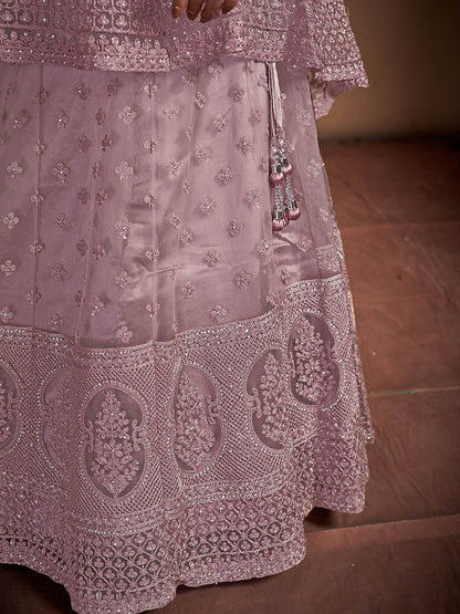 Myra Mauve Soft Net Heavy Embroidered Designer Lehenga