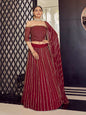 Myra Maroon Georgette Embroidered Designer Lehenga