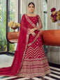 Myra Coral Red Georgette Embroidered Designer Lehenga