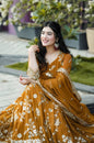 Yash Enterprise Mustard Georgette And Silk Embroidered Anarkali Salwar Suit