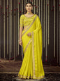 Myra Yellow Chinon Silk Heavy Embroidered Designer Saree
