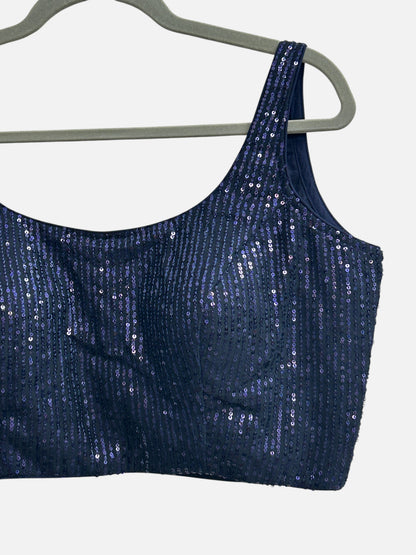 Blue sleeveless blouse