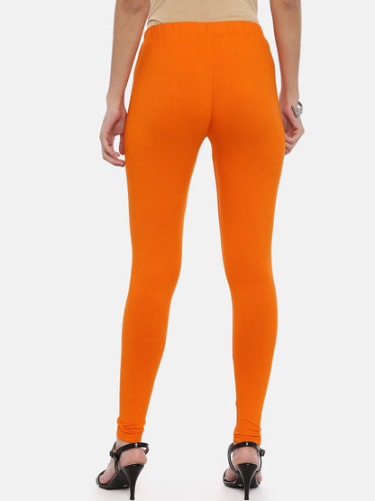 Souchii Orange Solid Slim-Fit Ankle-Length Leggings For Women