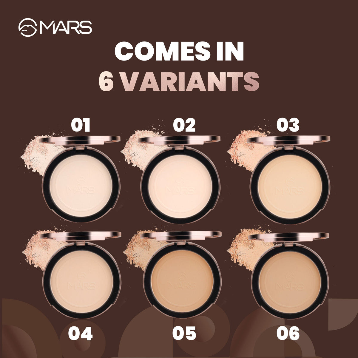 MARS Cosmetics Matte On Compact Powder with Applicator Puff - 01 Light
