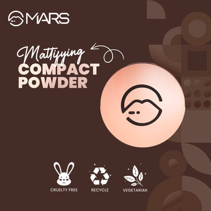 MARS Cosmetics Matte On Compact Powder with Applicator Puff - 02 Beige