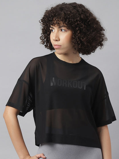 MKH Women Typography Printed Dri-FIT Sports T-Shirt