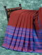 Maroon And Blue Colour Contrast Thread Borders Khadi Cotton Saree By Gayathri Reddy Designer Studio