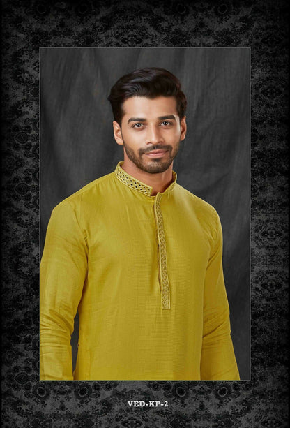 Joban Fashion Green Self Jacquard Kurta Pyjama