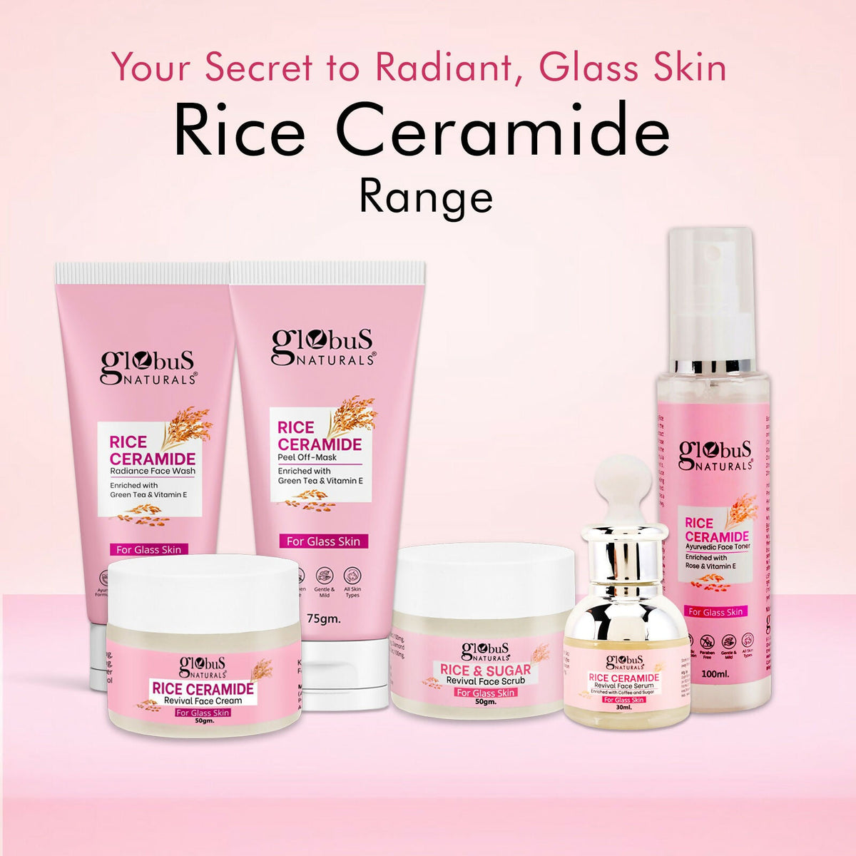 Globus Naturals Rice Ceramide Ayurvedic Face Toner, For Korean Glass Skin
