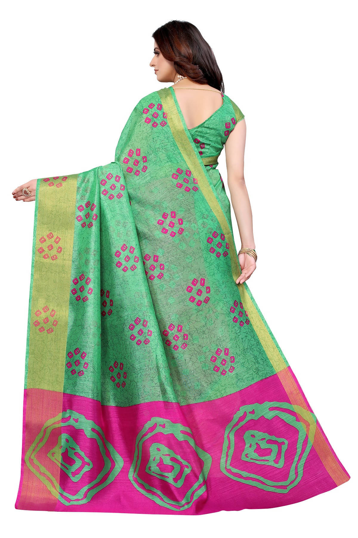 Vamika Ethnic Fire Pink Jari Border Linen Saree