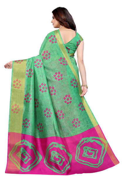 Vamika Ethnic Fire Pink Jari Border Linen Saree