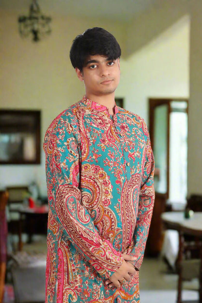 Souchii Men Pure Cotton Ethnic Motif Printed Straight Kurta