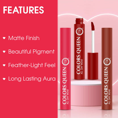 Colors Queen All Day Wear Liquid Lipstick - Retro Red