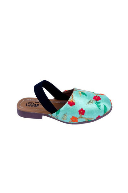 Tiny Bugs Girls Embroidered Strap Ethnic Jutis-Green