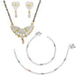 AanyaCentric Gold-Polished Mangalsutra Pendant Earring Set & Silver Plated Anklet