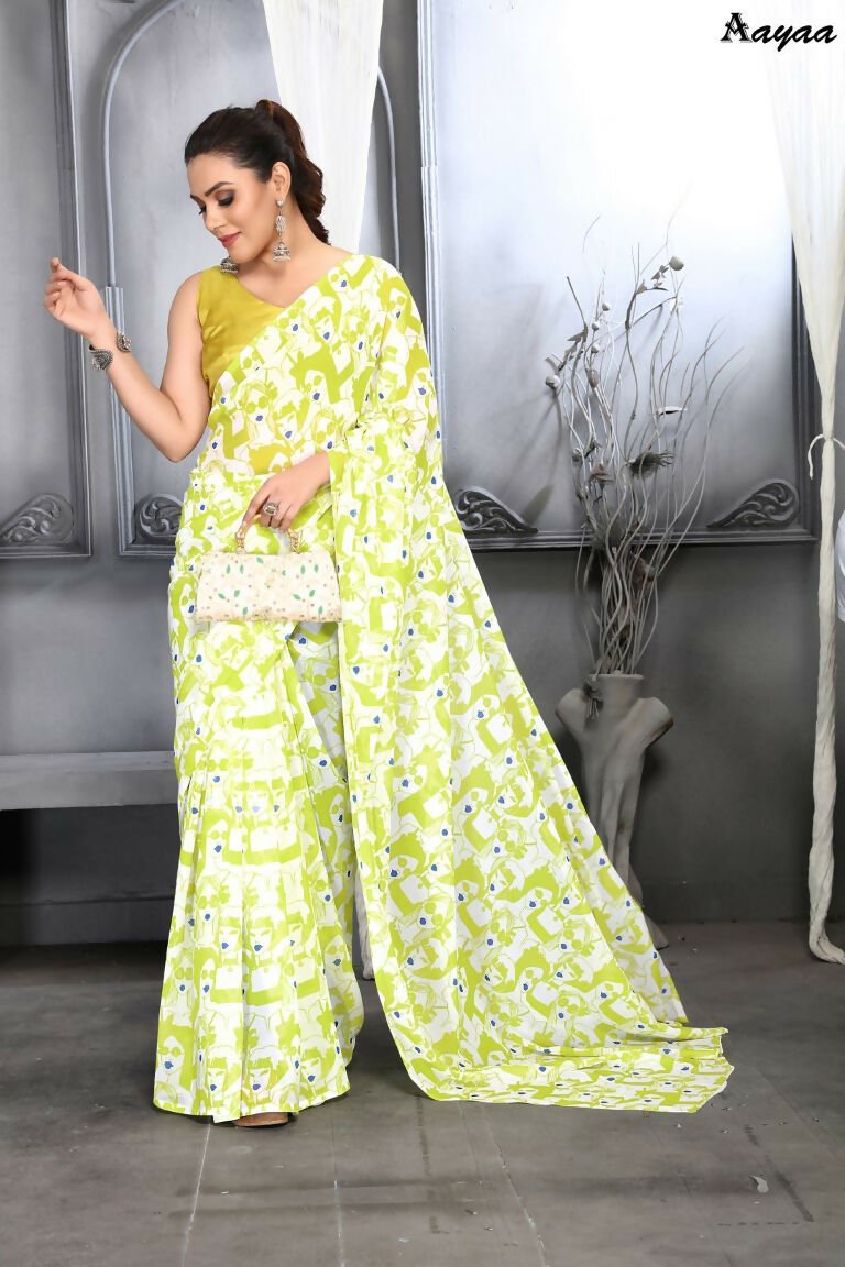 Aayaa Designer Printed Georgette Saree - Multi Color