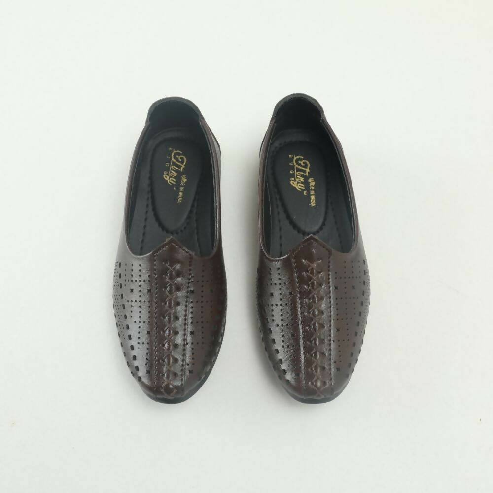 Tiny Bugs Boys Party & Ethnic Wear Mojari - Dark Brown