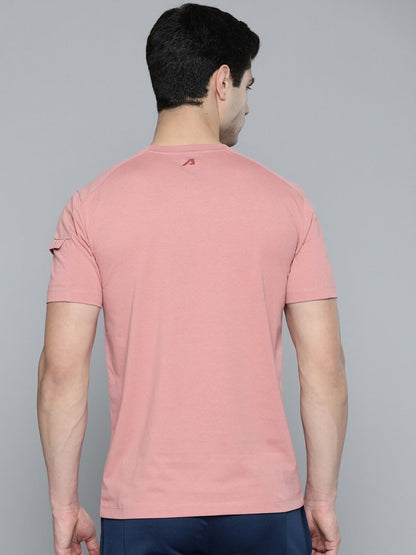 Alcis Men Dusty Pink & Maroon Typography Printed T-shirt