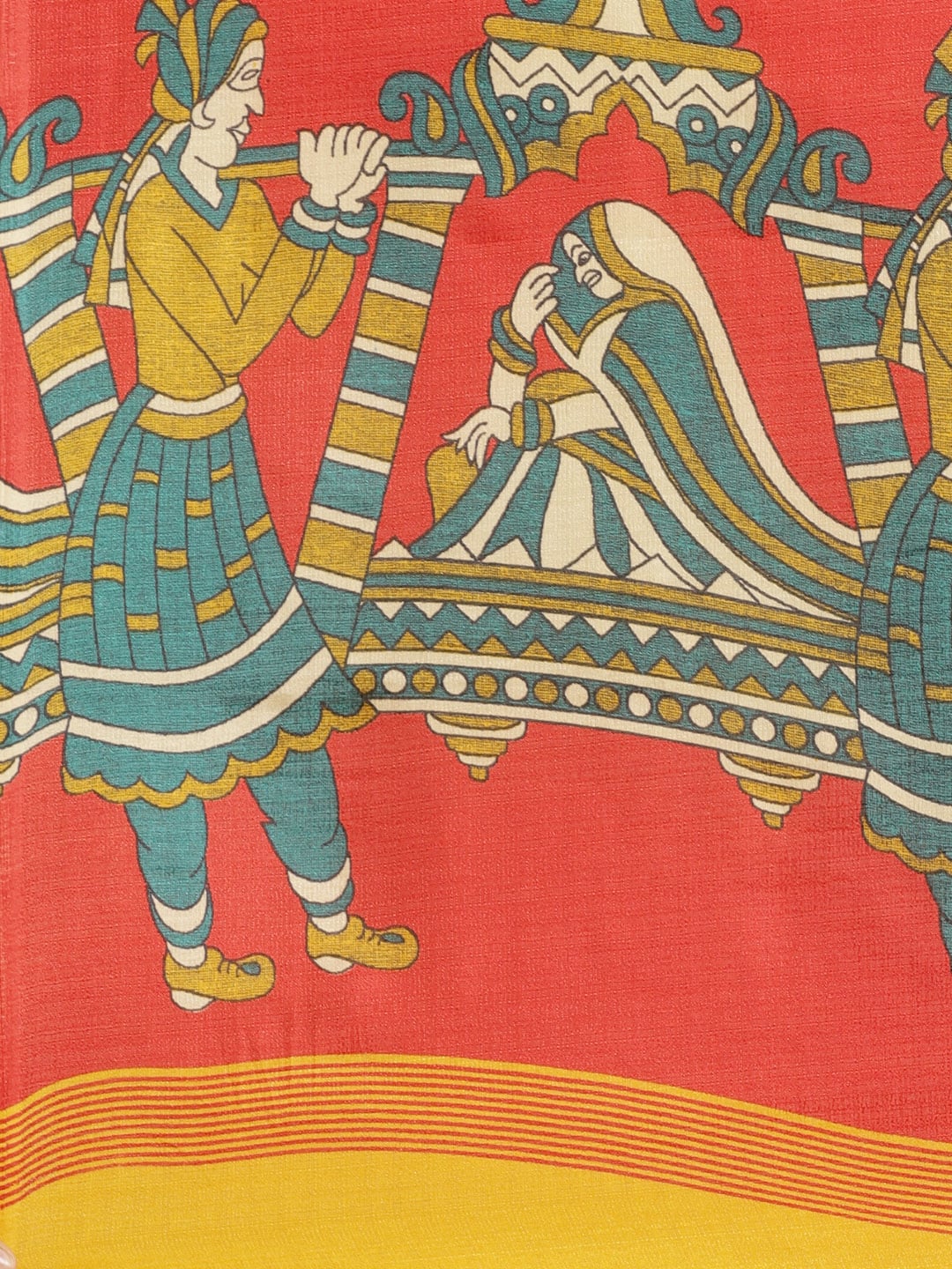 Saree Mall Mustard Yellow & Blue Printed Saree