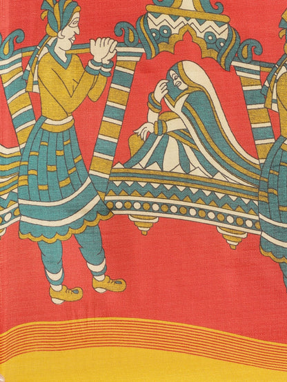 Saree Mall Mustard Yellow & Blue Printed Saree