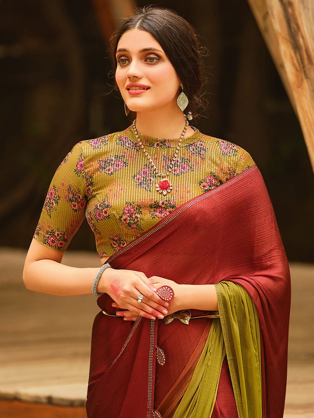 Saree Mall Ombre Beads and Stones Sarees