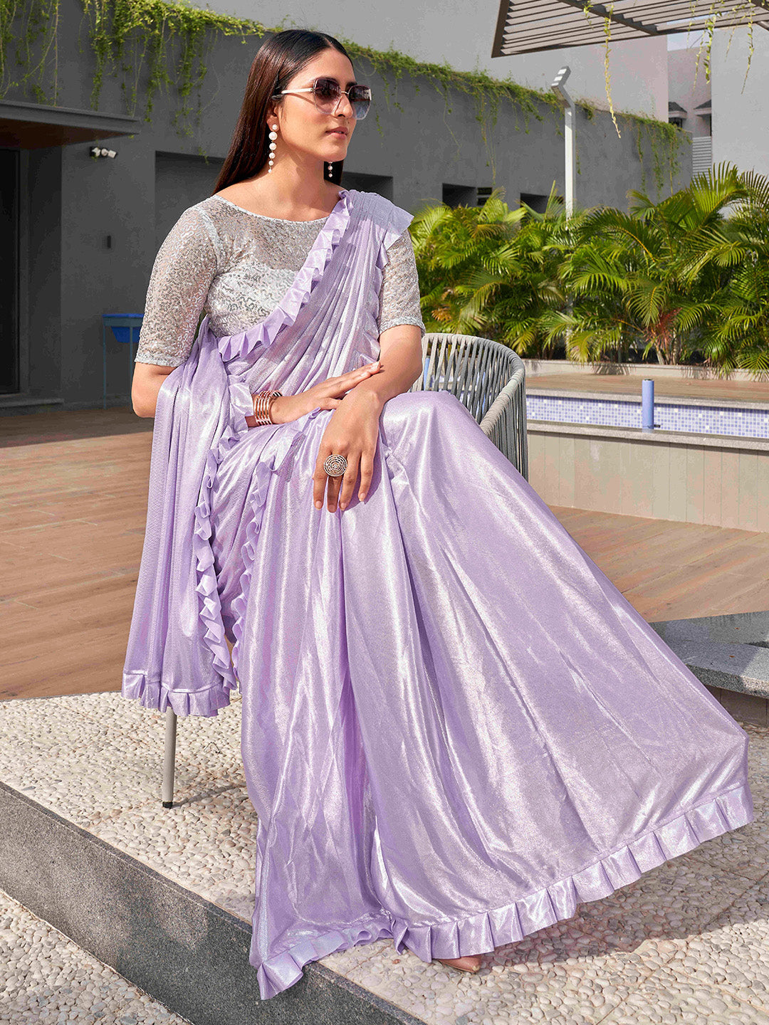 Tikhi Imli Lavender Embellished Saree