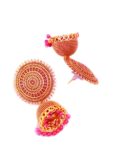 Gold-Polished Alloy Designer Brass Jhumki Earrings - The Pari