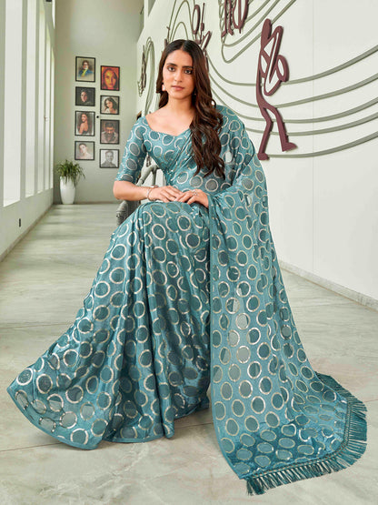 Tikhi Imli Geometric Woven Design Saree