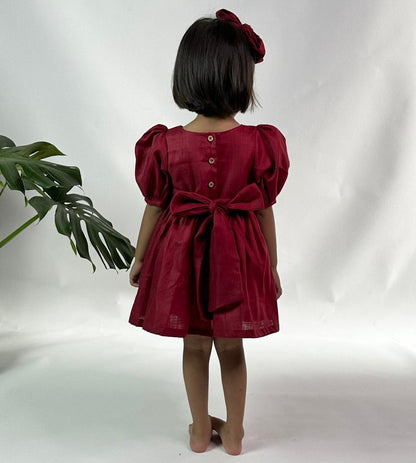ArthLife Maroon Wreath Partywear Dress