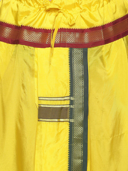 Sethukrishna Men Yellow & Green Solid Readymade Dhoti Pant
