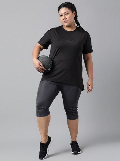 MKH Plus Size Relaxed Fit Typography Printed Dri-Fit Sports T-shirt