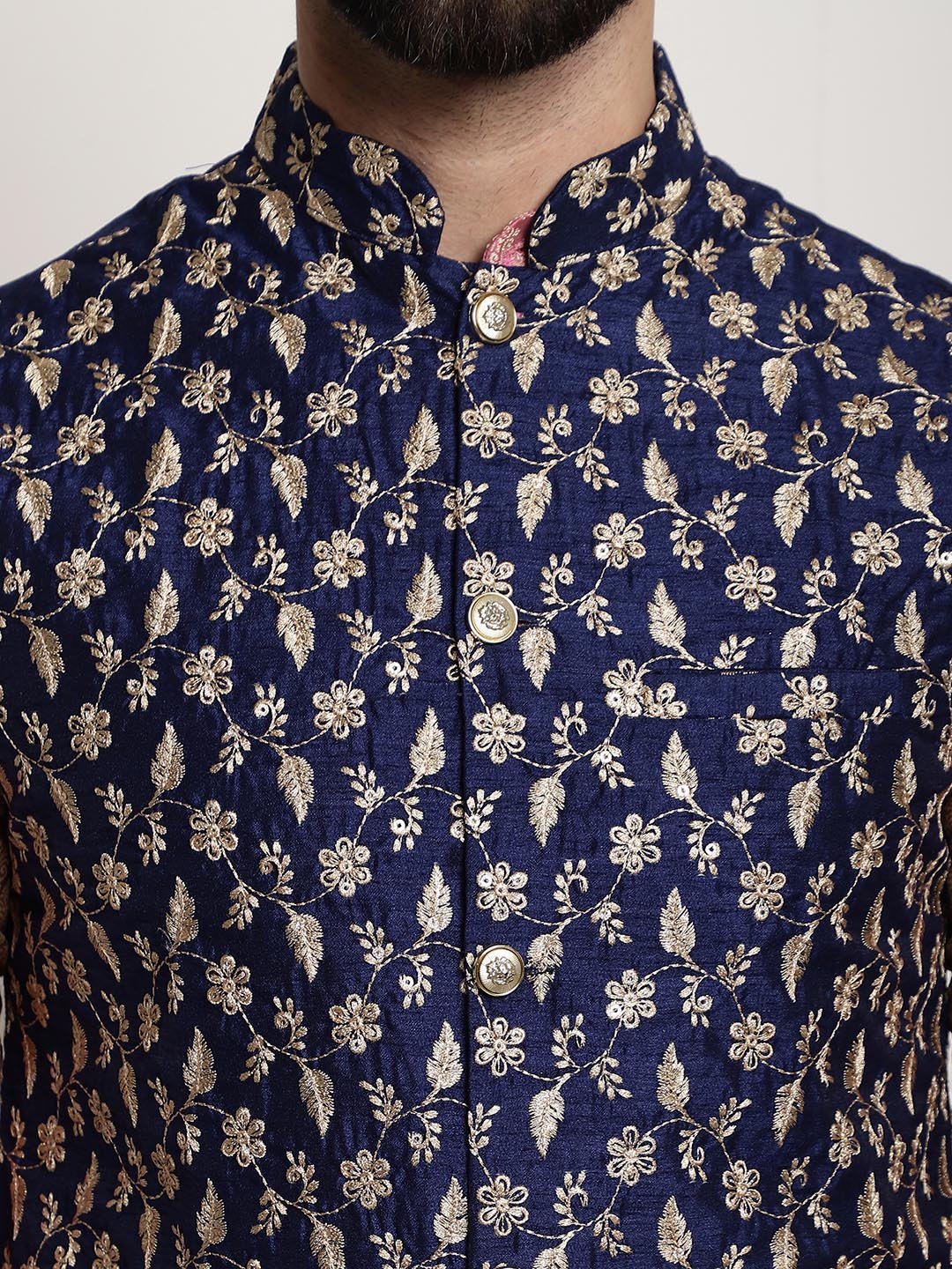 Sojanya Men Pink Ethnic Motifs Kurta with Pyjamas & Nehru Jacket