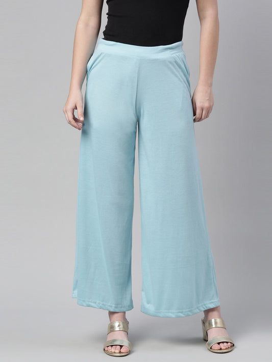 Souchii Blue Knitted Palazzos