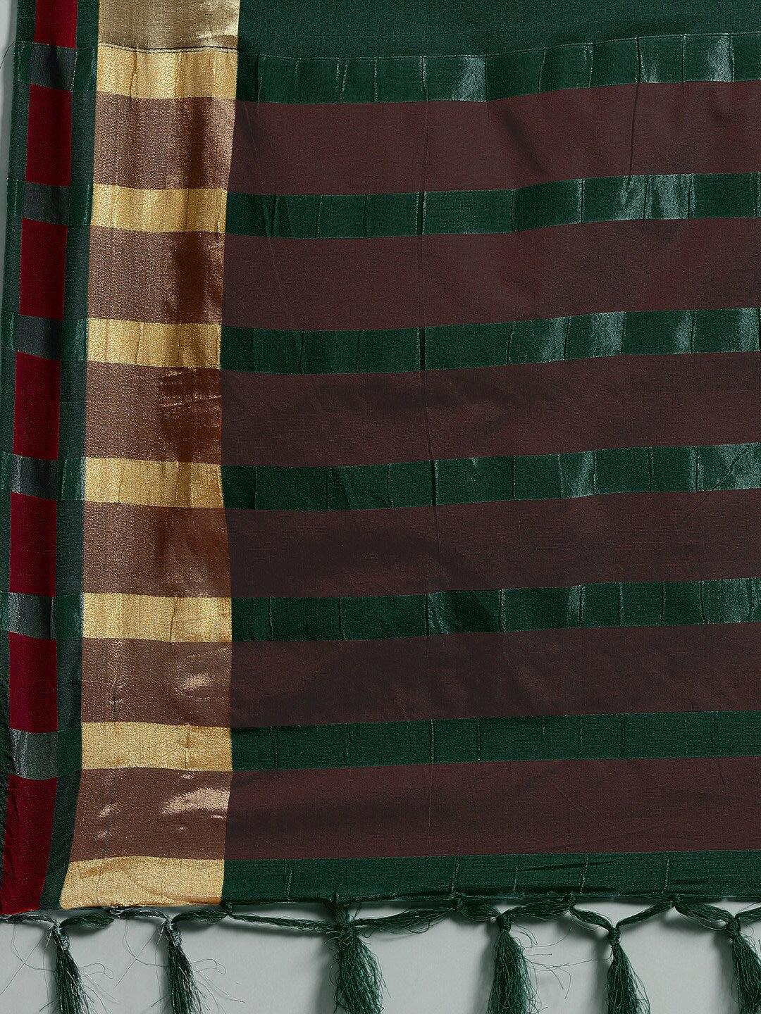 Saree Mall Green & Maroon Zari Silk Blend Uppada Sarees