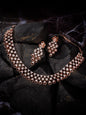 Saraf RS Jewellery Rose Gold-Polished White AD-Studded Handcrafted Jewellery Set