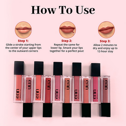 Enn Long-Lasting Liquid Lipstick With Ghee - Full Coverage & Transferproof - Pink Velvet